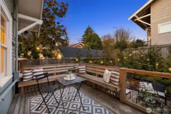 The back deck off of the kitchen is perfect for hosting friends or unwinding alone after a long day!