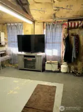 TV and open area inside the shop.