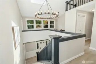 Dramatic chandelier greets you