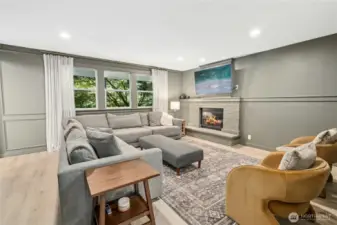 Living room off of the kitchen/dining with gas fireplace