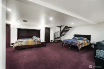 The lower attached garage and workshop is right beyond the bathroom, but first we will go upstairs to see the main garage.