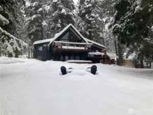 Back of home in the snow