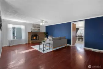 Living Room and Fire Place Origional Hardwood Floors