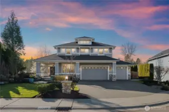 Experience the ultimate homecoming as the sky transitions into a breathtaking Pacific Northwest sunset.