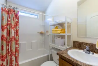 Bath with extra storage over toilet