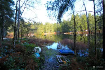 The waterfront as it is during winter pool levels. The lake will recede in summer and provide a beautiful water retreat.