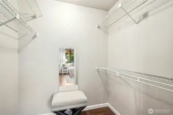 Convenient walk-in closet.