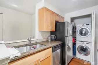 Granite countertop with stainless steel appliances