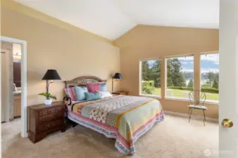 Primary bedroom toward the water view.
