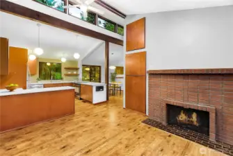 Open-concept kitchen and den