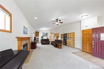 Walk into your great room with plenty of space for living room and dining room furniture.  Stay warm & cozy by the gas fireplace.