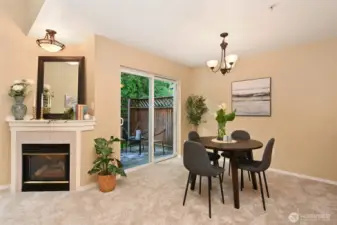 Dining area flows seamlessly with the open floorplan.