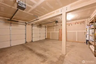 2-car garage with extra space for storage.