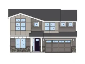 The Sloan home exterior rendering at Gooden Hollow. All photos, renderings, site maps, and floorplans are for visualization purposes only. Plans, colors, building orientation, finishes, home outlook, and other details can and WILL vary.