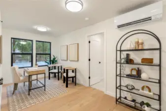 Comfy reading nook, or home office, next to the upstairs primary.