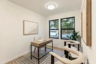 Two large windows offer plenty natural light.