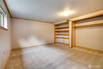 This 4th bedroom is huge with so much storage and closet space.