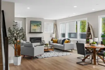 Whether you're hosting a housewarming party for your nearest and dearest, or spending a quiet evening curled up in front of the fireplace, the open floor plan offers comfortable living spaces that flow seamlessly together.
