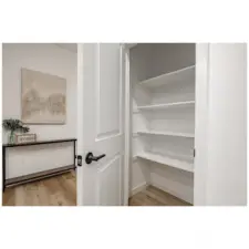 Walk-in kitchen pantry.