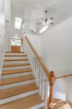 Stairway leading up to main level.