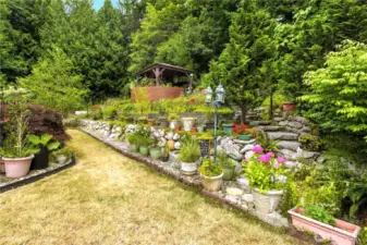 Landscaped Yard with Cabana Deck