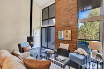 Ample windows to display the lake view. TV connectors/bracket behind mirror.