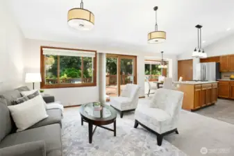 Sun-filled family room just steps from the kitchen — perfect for everyday living and entertaining