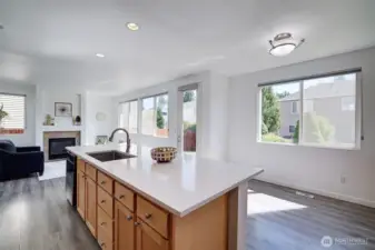 There is also room by the window to put a kitchen table and chairs.