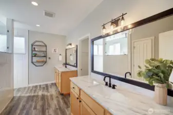 Primary bath room features heated floors!