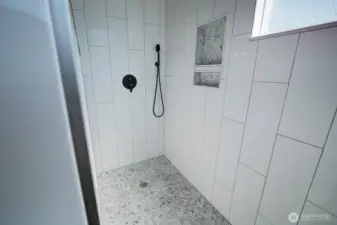 Walk in shower.