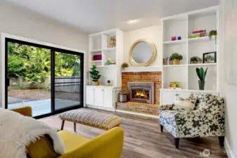 Family room. The built-ins are awesome!