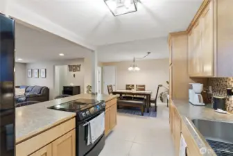 view from kitchen to dining room