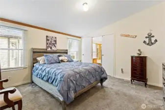 Primary with full bath and walk in closet.