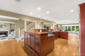 Those are bamboo floors and the raised bar has gorgeous wood tops. You have to see this house.