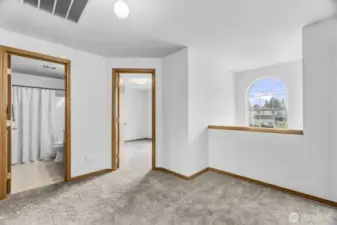 Interior, Second floor landing and overlook to front door