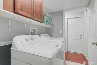 Utility Room with nice storage, garage straight ahead.