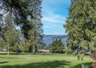 Sweeping views of the 2nd fairway, Lake Washington and the Cascade Mountains.