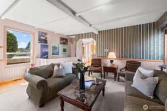 Entry into the inviting and comfortable Living Room.