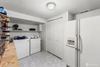 A generous-sized Laundry Room is also located in the basement .