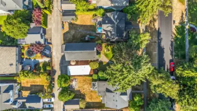 Paved alley, aerial view.