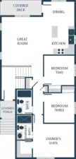 IMAGE IS A RENDERING Photographs are for illustrative purposes only. Features, finishes, interior/exterior colors, landscaping and floorplan shown may vary from actual homes built.