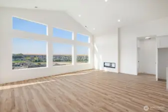 Living and fireplace