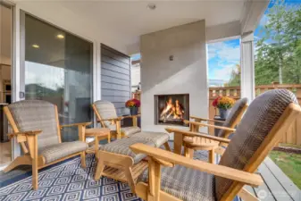 Covered patio-gas fireplace already installed, wiring so you can add heaters and surround sound whenever. Year-round evenings without leaving the blankets.