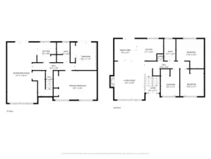 Blueprint of both floors. Garage not included.