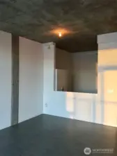 Bedroom has opening to living room