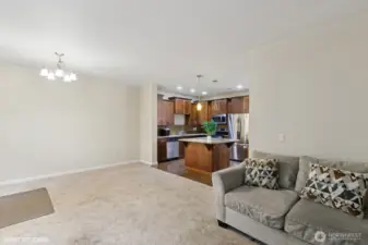 Check out the flow from kitchen to dining and living spaces!