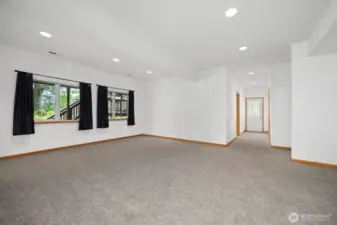 huge family room on lower level looking west