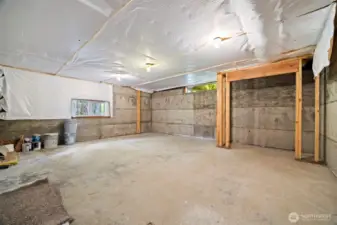 unfinished space on lower level media room, wine cellar, craft room , extra storage you decide