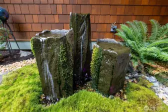 front entry lighted rock sculpture