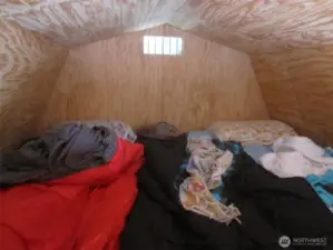 Sleeping loft with window & padded for sleeping!